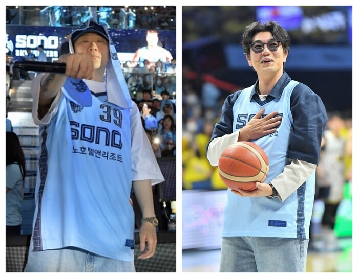 [농구장을 찾은 스타] 래퍼 딥플로우+배우 이종혁 '소노 챔프전 가자'